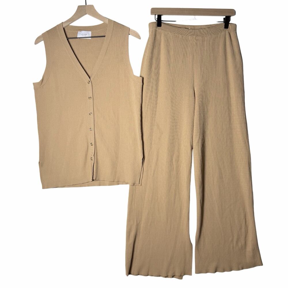Légoe Heritage Maternity Ribbed Knit Sleeveless Tank Vest and Pants Womens 1/M